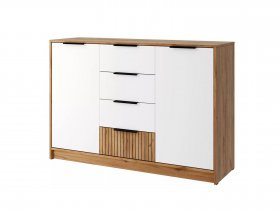Комод КМ-002 Ивис (дуб крафт золотой/белый) в Алмазном - almaznyj.mebel-nsk.ru | фото