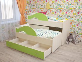 Кровать детская двухуровневая Радуга 80*160 в Алмазном - almaznyj.mebel-nsk.ru | фото