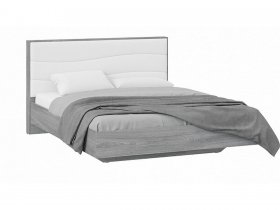 Кровать двуспальная 1,6 м «Миранда» Тип 1 (Дуб Гамильтон/Белый глянец) в Алмазном - almaznyj.mebel-nsk.ru | фото