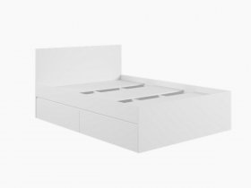 Кровать двуспальная с ящиками 1,4м Мадера-М1400 (белый) в Алмазном - almaznyj.mebel-nsk.ru | фото