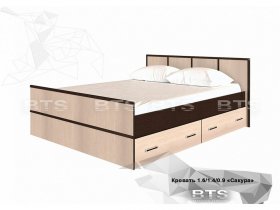 Кровать двуспальная с ящиками 1,4м Сакура (BTS) в Алмазном - almaznyj.mebel-nsk.ru | фото