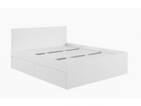 Кровать двуспальная с ящиками 1,6м Мадера-М1600 (белый) в Алмазном - almaznyj.mebel-nsk.ru | фото