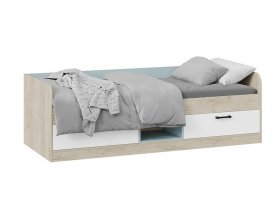 Кровать комбинированная «Оливер» Тип 1 401.003.000 (дуб крафт серый/белый/серо-голубой) в Алмазном - almaznyj.mebel-nsk.ru | фото