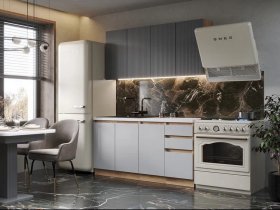Кухонный гарнитур Ника 1,6 м (графит/серый софт) в Алмазном - almaznyj.mebel-nsk.ru | фото