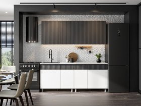 Кухонный гарнитур София (2,0м) (бланж/графит матовый) в Алмазном - almaznyj.mebel-nsk.ru | фото