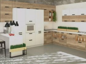 Модульная кухня Фиджи 2,3м (крафт) в Алмазном - almaznyj.mebel-nsk.ru | фото