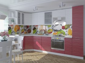 Модульная кухня «Валерия» (страйп белый/красный) в Алмазном - almaznyj.mebel-nsk.ru | фото