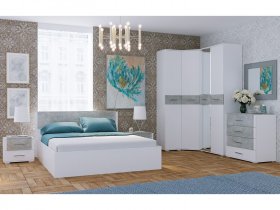 Модульная спальня Бьянка (белый/бетон) в Алмазном - almaznyj.mebel-nsk.ru | фото