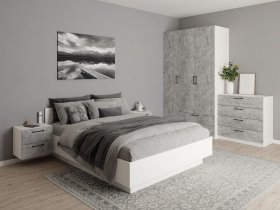 Модульная спальня Гамма (белый/цемент) в Алмазном - almaznyj.mebel-nsk.ru | фото