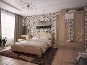 Модульная спальня Виктория-1 (дуб сонома) в Алмазном - almaznyj.mebel-nsk.ru | фото