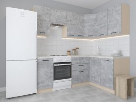 Модульная угловая кухня 1,4м*2,1м Лада (цемент) в Алмазном - almaznyj.mebel-nsk.ru | фото