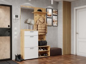 Прихожая Монтана (дуб крафт золотой/белый) в Алмазном - almaznyj.mebel-nsk.ru | фото