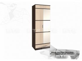 Шкаф двухстворчатый с зеркалом платяной-бельевой Сакура (BTS) в Алмазном - almaznyj.mebel-nsk.ru | фото