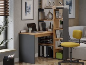 Стол письменный тип 16 (дуб крафт золотой/графит серый) в Алмазном - almaznyj.mebel-nsk.ru | фото